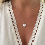 Pearl Heart Shape Silver Necklace Pendant