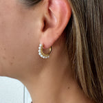 Stevie | Chunky Midi Bold Pearl Hoops | Gold or Silver