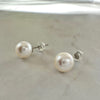 Regina | Japanese Saltwater White Akoya Pearl Stud Earrings | Solid 14k Gold