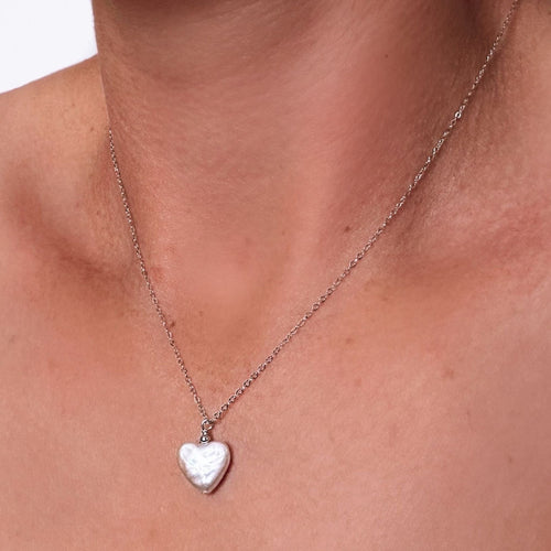 Pearl Heart Shape Silver Necklace