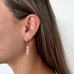 Three Pearl Gold Hooped Earrings
